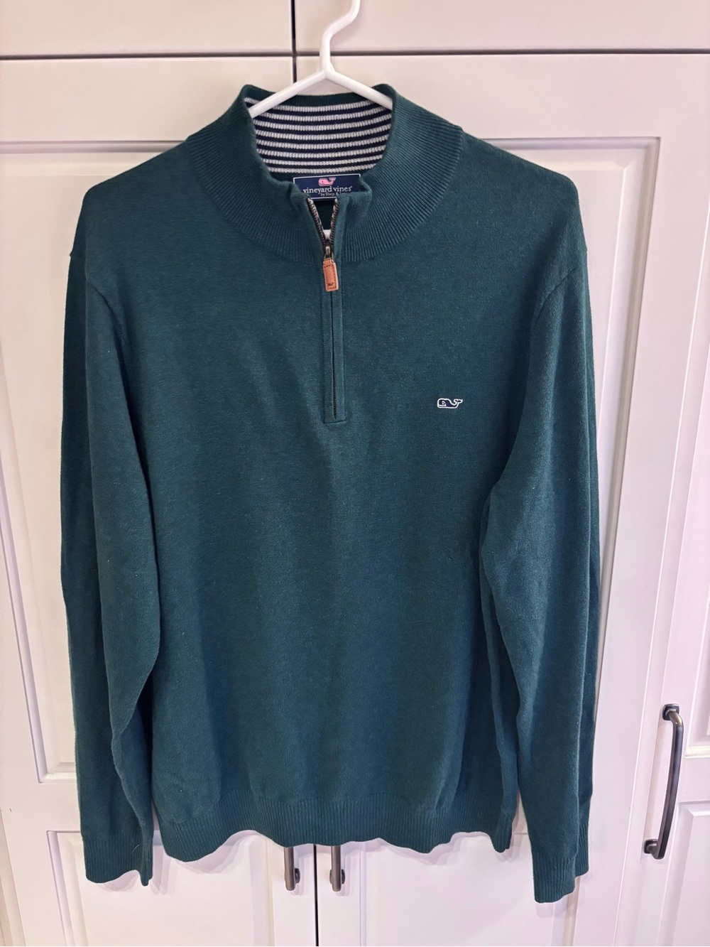 Vineyard Vines Men's Forest Green Quarter-Zip Sweater large
